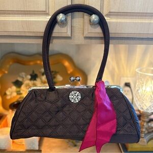 Claire V. Handbag Kiss-lock Quilted 14x6x4